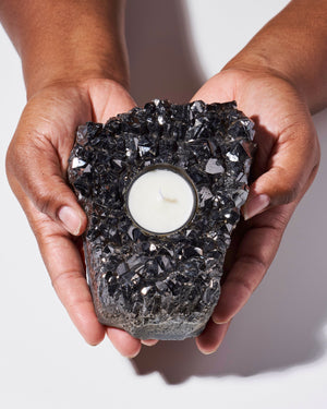 Platinum Dipped Quartz Candle Holder: A Stunning Addition to Your Space | Experience Natural Elegance