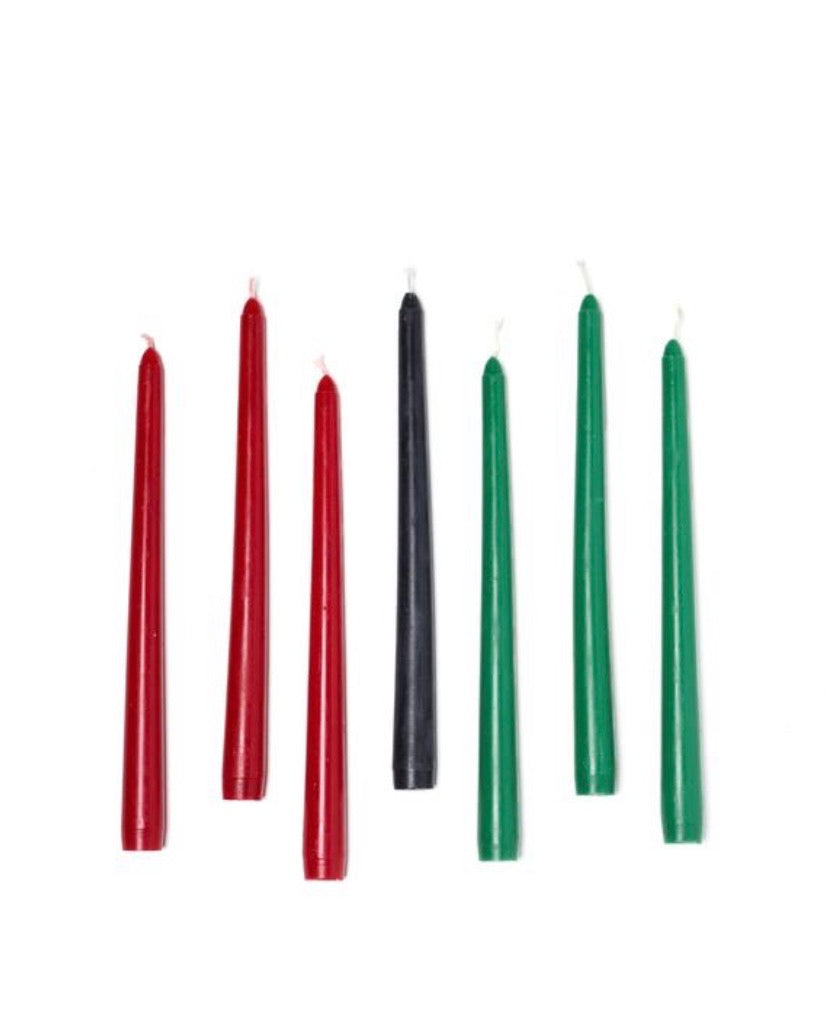 Celebrate 7 days of Kwanzaa (Nguzo Saba) with these dripless red, black, and green Kwanzaa candles for your family. Plus, enjoy a free 60-page digital download containing the holiday's history, recipes, and gift ideas.