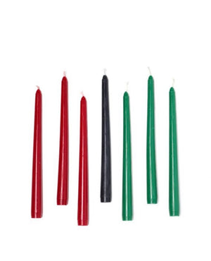 Celebrate 7 days of Kwanzaa (Nguzo Saba) with these dripless red, black, and green Kwanzaa candles for your family. Plus, enjoy a free 60-page digital download containing the holiday's history, recipes, and gift ideas.