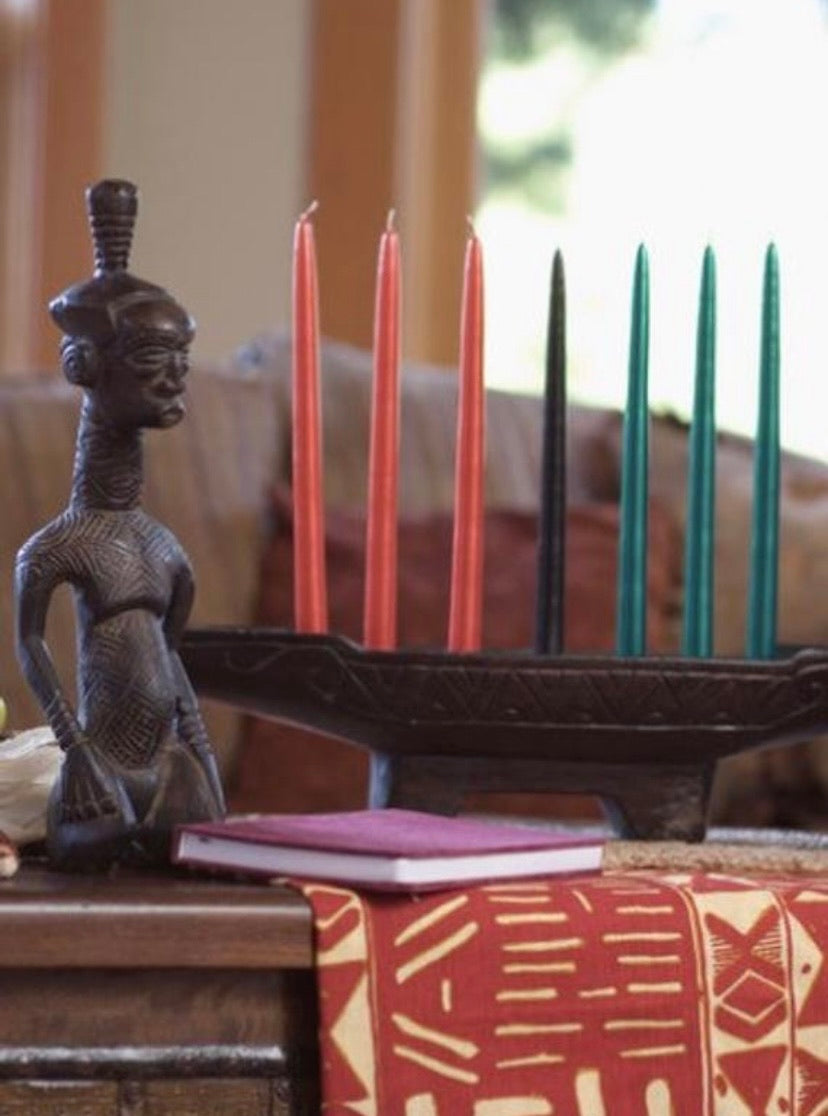 Mark 7 days of Kwanzaa (Nguzo Saba) with these dripless red, black, and green Kwanzaa candles for your family. Receive a complimentary 60-page digital download featuring the holiday's history, recipes, and gift ideas.