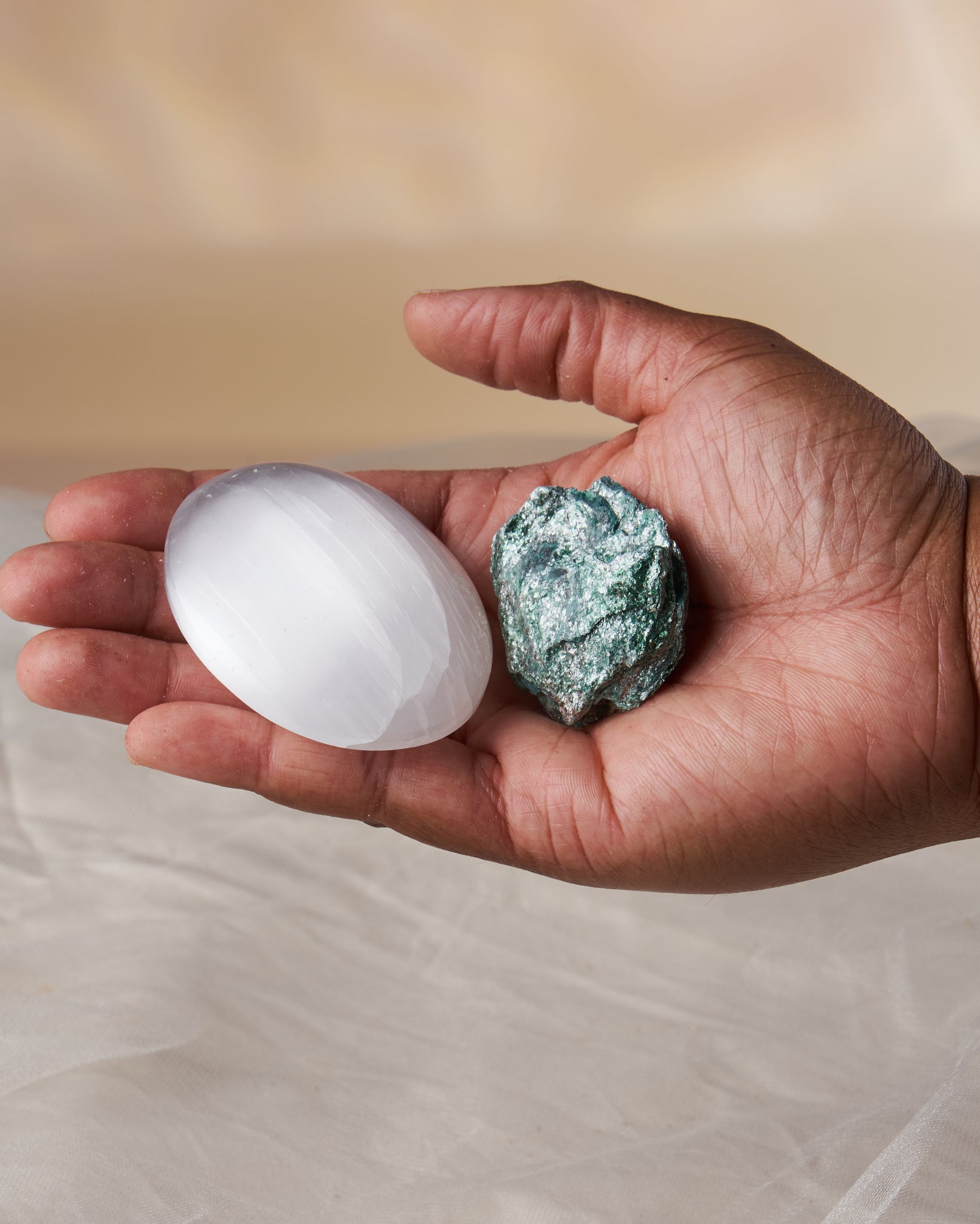 Experience the Spiritual Power of the Fuchsite Stone and Selenite Palm Stone from Our Ancestral Altar + Veneration Kit - Connect with Your Ancestors and Elevate Your Space.