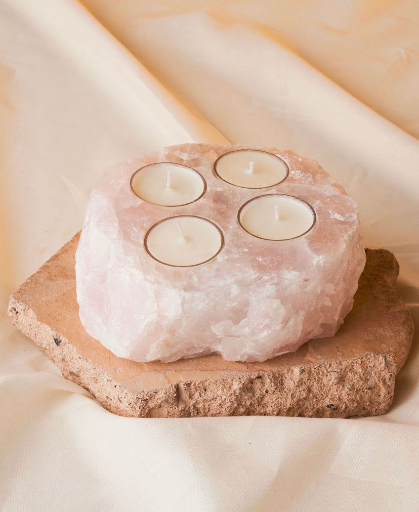 Enhance Love and Tranquility with Rose Quartz Votive Candle Holder | Elevate Your Self-Care Ritual