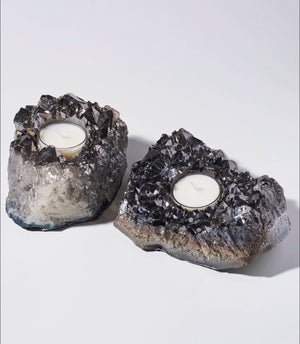 Elevate Your Space with Platinum Dipped Quartz Candle Holder | Nature's Beauty Infused in Your Home