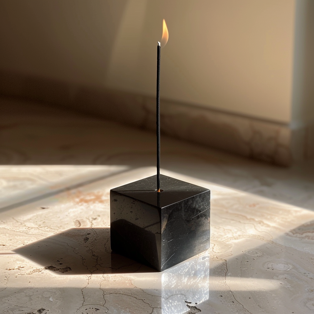 Obsidian Cube Incense Holder