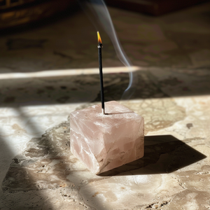 Rose Quartz Incense Holder Cube