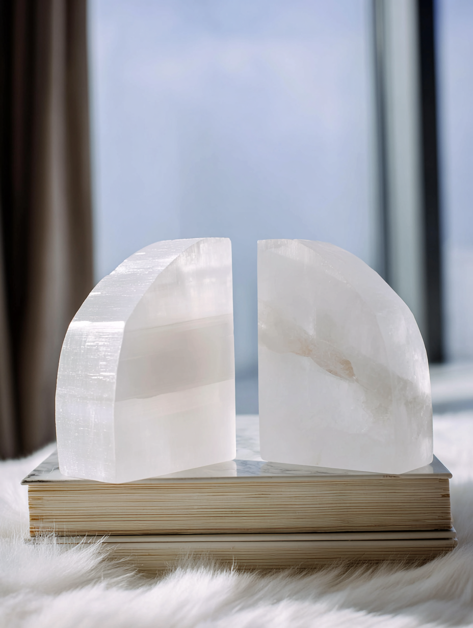 Selenite Bookends