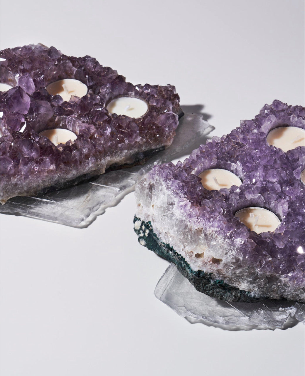 Unleash Good Vibes with 5-Votive Amethyst Candle Holder | Unique Beauty and Tranquil Ambiance