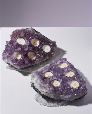 Amethyst Candle Holder: Unmatched Beauty and Good Vibes | Transform Your Space with Deep Purple Hues