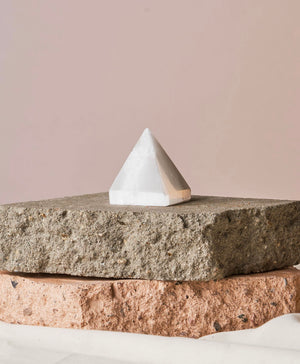 Selenite Pyramid - Crystal for Cleansing and Healing | Energetic Portal Activation | Mini 3” Tall | Altar Decor | Soothing Energy