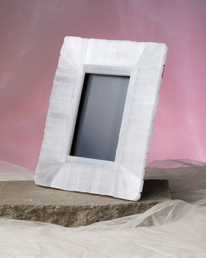 Enhance Your Sacred Space with Selenite Photo Frame | Tap into Inner Creativity | Cleansing and Activating Energy | Measures 10" x 8" | Picture Opening 4" x 6" | Versatile Display | Perfect for Desk, Mantle, or Altar Space