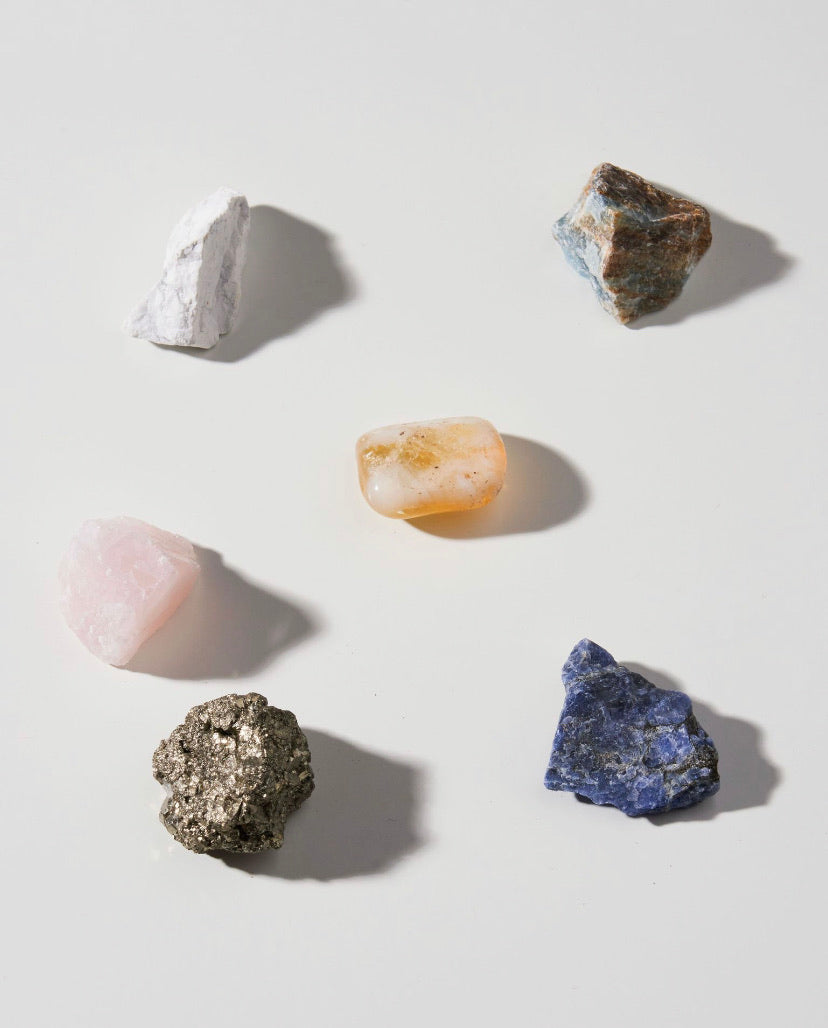 Scorpio Zodiac Stones Set - Intuitively Selected Crystals | Cleansed and Charged | Spiritual Healing | Pyrite, Citrine, Rose Quartz, Blue Onyx, Sodalite, White Howlite | 2”x1” Stones