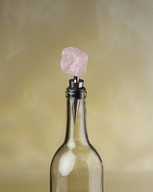 Rose Quartz Crystal Wine Stopper - Intentional Beverage Preservation | Magic Touch for Pairing | Keeps Wine Fresh | Unique Rose Quartz Stone