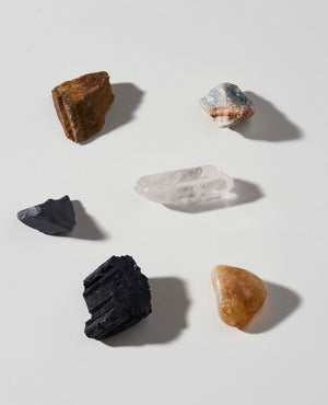 Gemini Zodiac Stones Set - Intuitively Selected Crystals | Cleansed and Charged | Spiritual Healing | Tiger’s Eye, Blue Onyx, Black Tourmaline, Clear Quartz, Citrine, Hematite | 2”x1” Stones