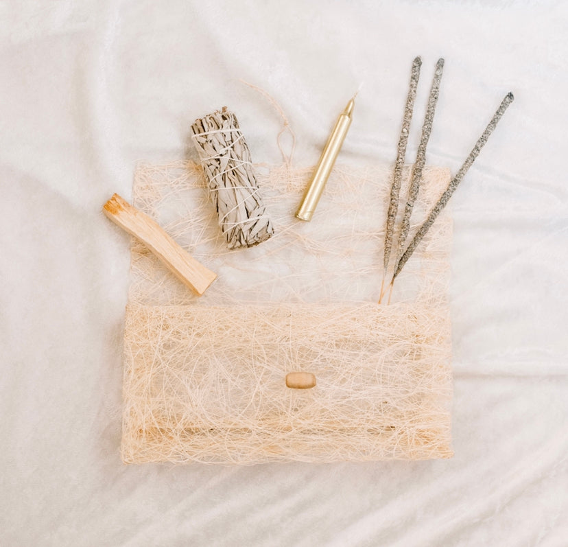 Meticulously Made in Los Angeles: Frankincense & Sage Smoke Cleansing Kit with Hemp Fiber Tote