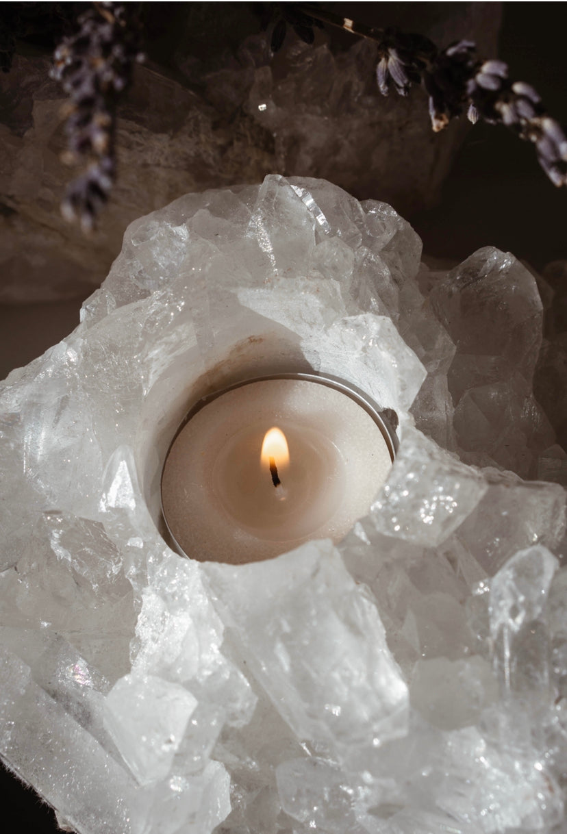 Clear Quartz Candleholder for Manifestation and Protection | Elevate Your Space with Unique and Healing Vibes