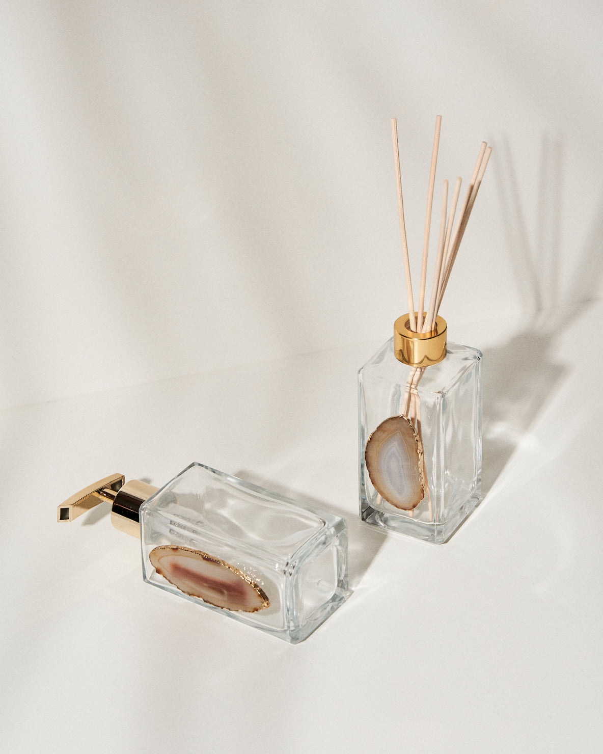 Agate Soap Dispenser and Agate Diffuser Set - Nature-Inspired Decor | Large Capacity Soap Bottle | Aroma Diffusion | Handcrafted | 5x3” on Average