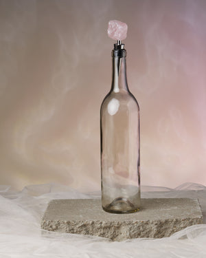 Rose Quartz Crystal Wine Stopper - Intentional Beverage Preservation | Enhances Wine Pairing | Keeps Wine Fresh | Unique Rose Quartz Stone