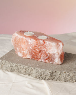 Himalayan Salt Stone 2 Hole Candleholder
